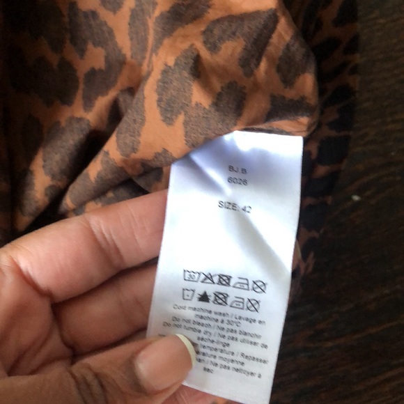 GANNI brown leopard print mob wife retro mini dress holidays party size 42 NWT - Picture 8 of 11